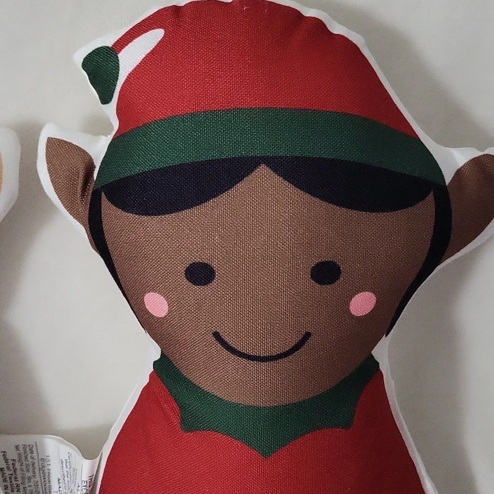 Set Of 2 Festive Elf Plush Pillows